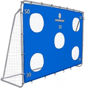 Футбольні ворота Springos 240 x 170 см з тренувальним килимком (5907719455303)