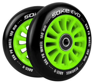 Kolka do hulajnogi Soke 100 mm zielone 2 szt. 803100 (5903890607753)