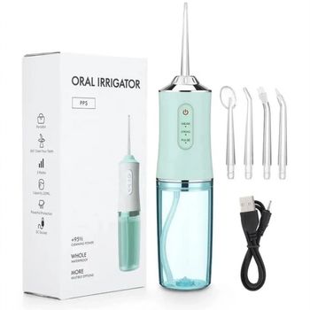 Ирригатор портативный электрический для зубов и полости рта Oral Irrigator S3J2 200 мл IPX 7 1500mah Зелёный