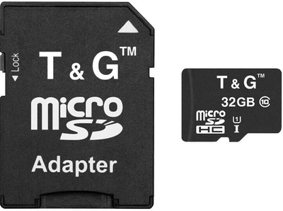 Карта памяти T&G microSDHC 32Gb UHS-1 Class 10 + Adapter SD 40 МБ/с