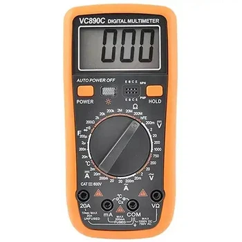 Цифровой Профессиональный мультиметр VC890C тестер вольтметр термопара 1000В 20A 20МОм 200.0мкФ 200КГц PNP/NPN; –20С.. +1000°C
