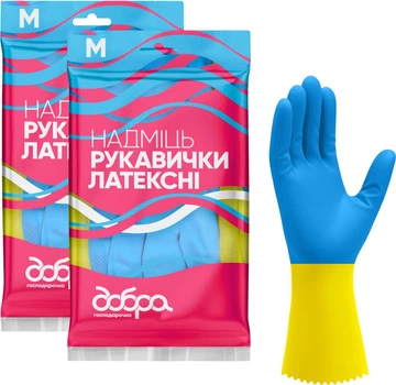 Упаковка рукавичок латексних Добра господарочка Надміцні M 2 пари (4820086523776)