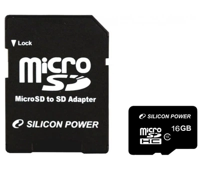 Карта пам'яті Silicon Power MicroSDHC card 16G C10 + adapter (SP016GBSTH010V10SP)
