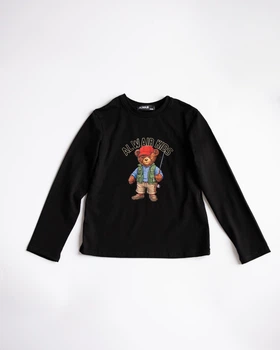 Лонгслів чорний з мишкою Alwair Kids Коричневий 122см 81059