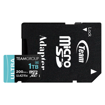 Карта памяти MicroSDXC 1 ТБ UHS-I U3 Class 10 Team Ultra 200 МБ/с с SD-адаптером черная