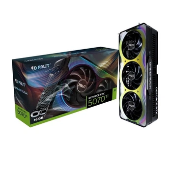 Видеокарта GeForce RTX 5070 Ti 16 ГБ GDDR7 с ARGB подсветкой и системой охлаждения TurboFan черная