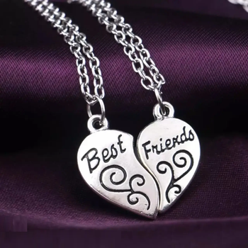 Парные кулоны Best Friends подвески для лучших друзей лучшие подруги в виде половинок сердца серебристые