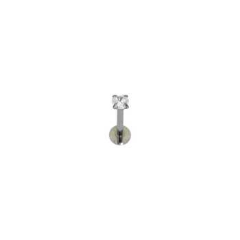 Лабрет титан с белым камнем в крапане с внутренней резьбой 1,2х8х3