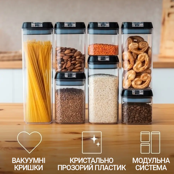 Набор контейнеров для хранения сыпучих круп 7 пластиковых емкостей с вакуумной крышкой органайзеры для кухни