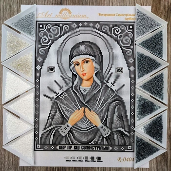 Набір для вишивання бісером Art-Millennium. N-0404 Богородиця Семистрільна (срібло) 20х26 см