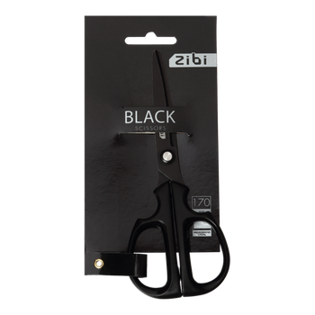 Ножиці ZiBi 5024 17см BLACK, пласт. ручки, чорні (12) /ZB.5024/