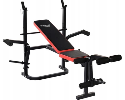 Складная тренировочная скамья Funfit 3864 до 110 кг со стойками для штанги Черно-красная