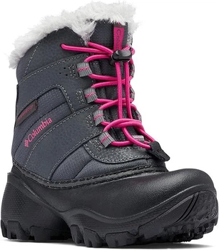 Детские зимние ботинки для девочки Columbia Rope Tow III Waterproof Snow Dark/Grey/Haute/Pink 33 серые (BC1323-089) 33
