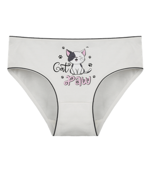 Трусы слипы для девочки с принтом Cat Paw - Donella - 415035 - 86-92 см - Молочный