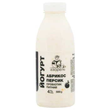 Йогурт-пробіотик питний живий Абрикос-персик 4% Азорель 500 г (16625424)
