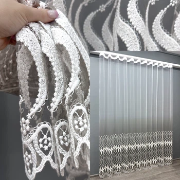 Тюль VR-Textil 1764т Фатин "Омбре" з вишивкою та люрексом Сірий з білим 300х270 см (42-0773)