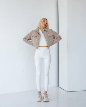 Лосини жіночі базові Casual з високою посадкою XS 83-88 Білі