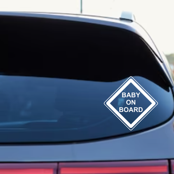 Наклейка на авто ребенок в машине Baby on board 01 знак дети на стекло автомобиля глянцевая белая 200х200 мм