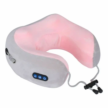 Масажна подушка для шиї з пам'яттю U-Shaped Upgrade Vibration Pillow, від USB / Бездротова подушка масажер