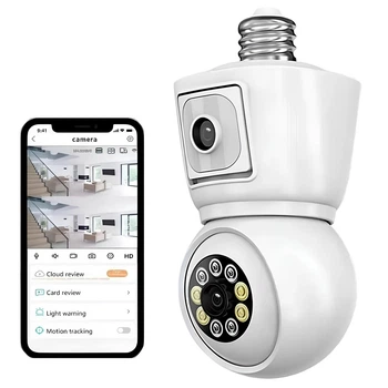 WIFI камера в патрон Е-27 (8MP) 2 объектива, PTZ, Е-19
