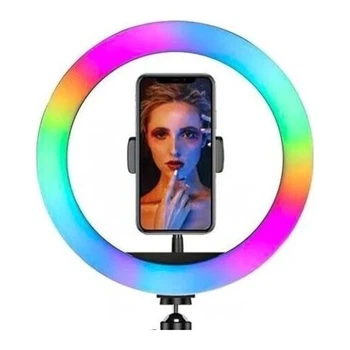 Кольцевая селфи-лампа LED MJ-33 32 см RGB USB для фото и видеосъемки черная