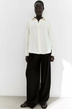 Блуза H&M 271220978_cream S Кремовый