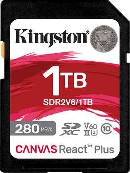 Karta pamięci Kingston SDXC 1TB Canvas React Plus Class 10 UHS-II U3 V60 (SDR2V6/1TB)