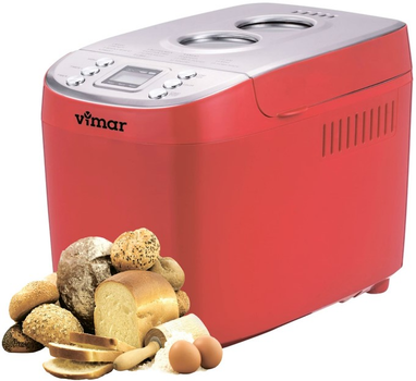 Хлебопечка VIMAR VBM 736 1500г, 850 Вт, 15 программ, 2 тестомеса красная (3773)