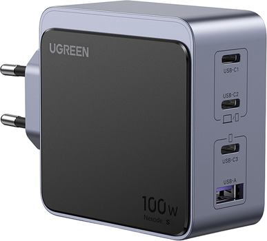 Ładowarka sieciowa Ugreen X565 Nexode Air USB-A+3xUSB-C 100W GaN Tech Fast Charger Space Gray (6941876230433)