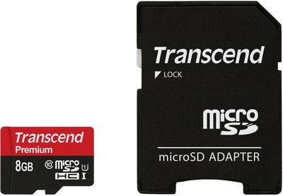 Karta pamięci Transcend MicroSDHC UHS-I 8 GB Class 10 + SD-adapter (TS8GUSDU1)
