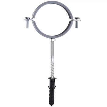 Хомут в сборе CR 2 1/2″ (70-80мм) с винтом-шурупом 8*100 и дюбелем в уп., серый
