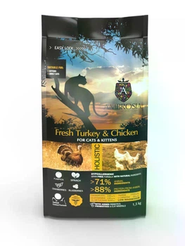 Беззерновий сухий корм Ambrosia Grain Free Kitten & Cat Fresh Turkey & Chicken для кошенят зі свіжою індичкою та куркою 1.5 кг