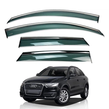 Дефлекторы окон (ветровики) для Audi Q3 2011-2018 с нерж. хром полоской (HAWK)