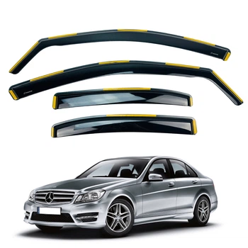Дефлекторы окон (ветровики) для Mercedes C-CLASS (W204) 2008-2014 вставные (HAWK)
