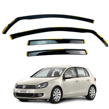 Дефлектори вікон (вітровики) для Volkswagen Golf 6 2008-2012 HB вставні (HAWK)