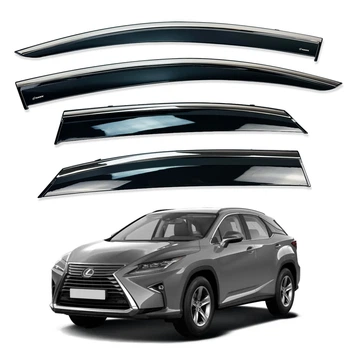 Дефлекторы окон (ветровики) для Lexus RX 2016-2023 с нерж. хром полоской (HAWK)