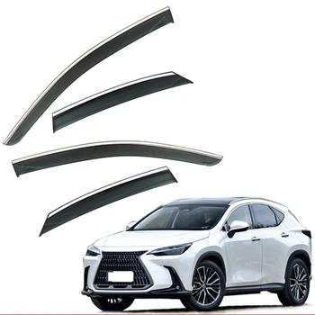 Дефлекторы окон (ветровики) для Lexus NX / NX350 2022+ с нерж. хром полоской (HAWK)