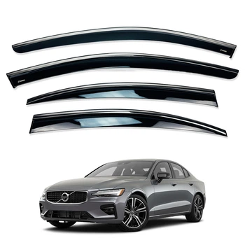 Дефлекторы окон (ветровики) для Volvo S60 2019+ с нерж. хром полоской (HAWK)