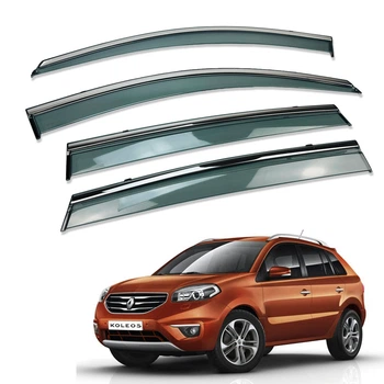 Дефлекторы окон (ветровики) для Renault Koleos 2008-2016 с нерж. хром полоской (HAWK)
