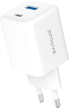 Зарядний пристрій Proove Pocket Gan 45W Type-C + USB White (632490003)