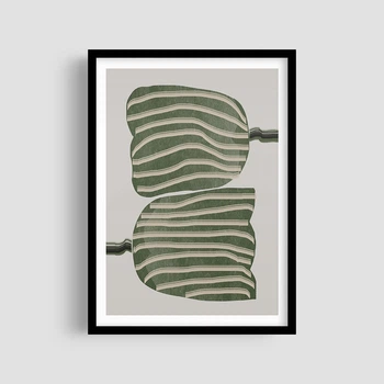 Постер Roomy "Striped Leaves" Белая рамка с антибликовым стеклом A4 (29.7x21 cm)