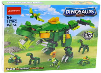 Klocki konstrukcyjne LeanToys Dinozaury 160 elementów 20963 (5905991035275)