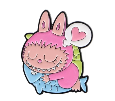 Металевий значок Лабубу (Labubu) з Рибкою