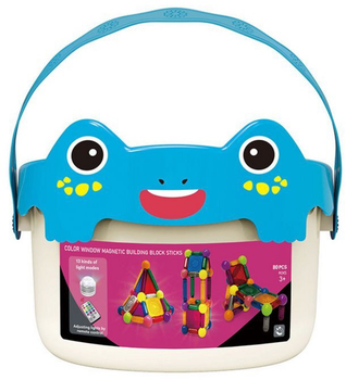 Klocki w wiaderku LeanToys Magnetyczni z podświetleniem 80 elementów 18432 (5905991015918)