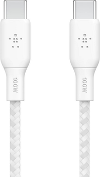 Кабель Belkin Braided USB Type-C – USB Type-C 100W 3 м White (CAB014BT3MWH)