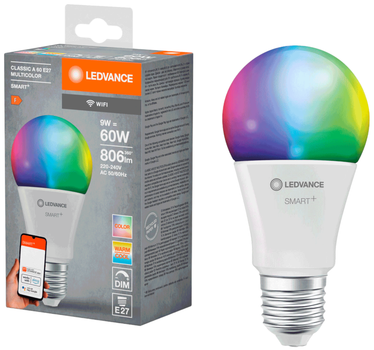 Lampa LED LEDVANCE SMART+ WiFi A60 9W RGBW 806Lm DIM E27 (4058075778450)