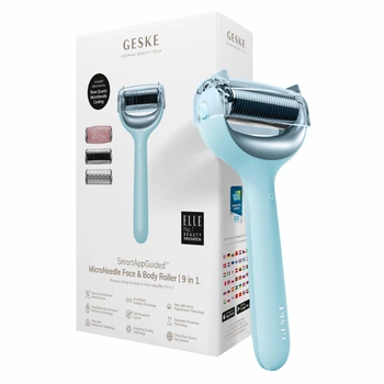 Роллер для игольчатой мезотерапии лица и тела GESKE MicroNeedle Face&Body Roller 9в1 бирюзовый