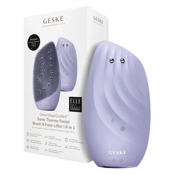 Очищающая щетка для лица GESKE Sonic Thermo Facial Brush&Face-Lifter 8в1 пурпурная