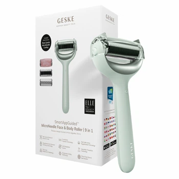 Роллер для игольчатой мезотерапии лица и тела GESKE MicroNeedle Face&Body Roller 9в1 зеленый