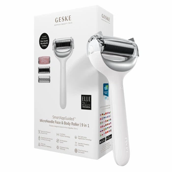 Роллер для игольчатой мезотерапии лица и тела GESKE MicroNeedle Face&Body Roller 9в1 белый